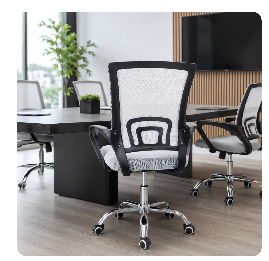 Silla De Oficina Pc Escritorio Mesh Color Gris Blanca