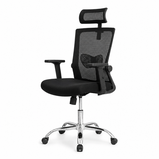 Silla De Escritorio Cuba Alta Regulable Y Cabecero Negro Tela